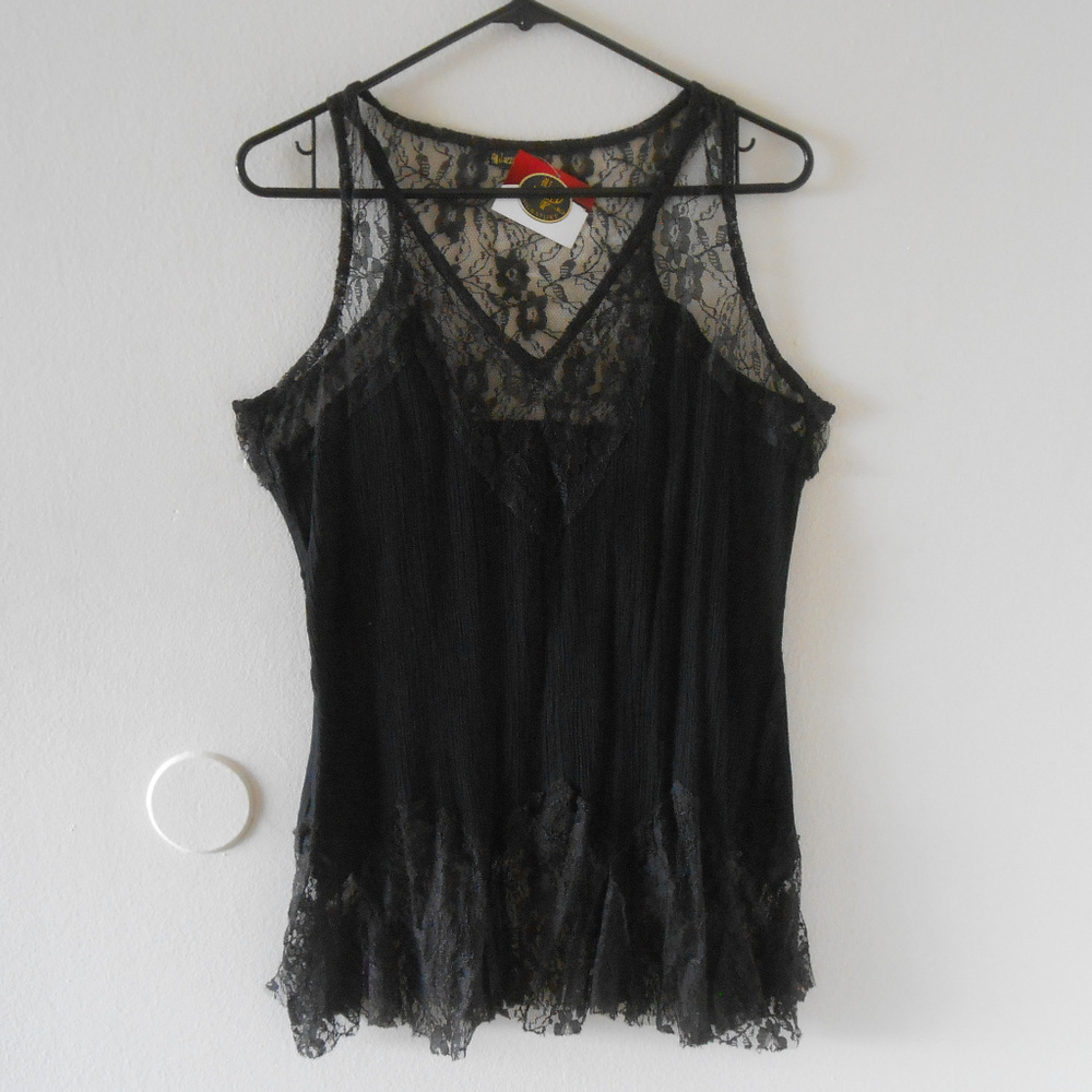 NWT RCS Gifts  All Jazzed Up Black Lace Tank